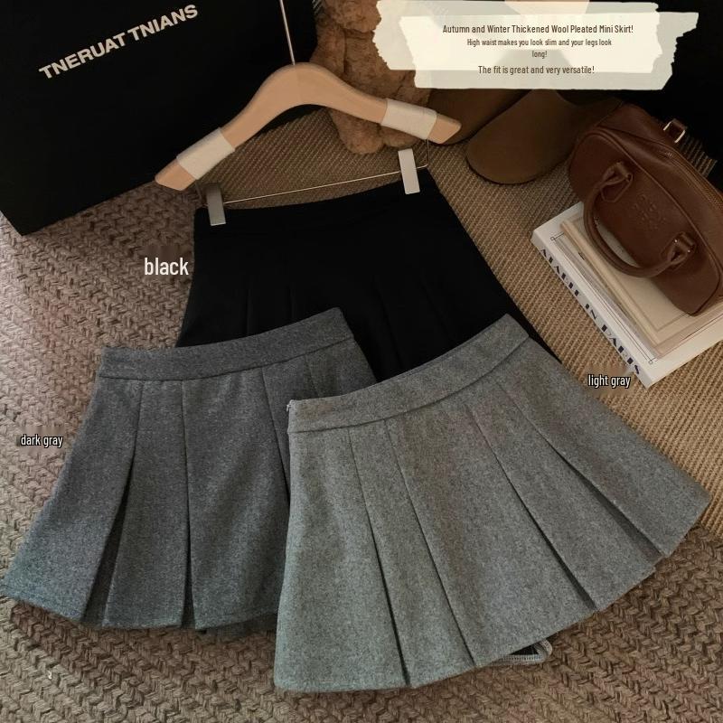 Damen High-Waist Woll Falten Minirock Hose - Herbst 2025 Trendiger Eleganter Stil