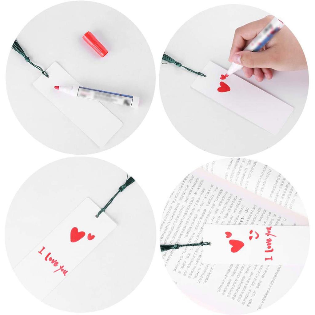 10 Stück Unfertige Papierlesezeichen mit Quasten 2x5,5 Zoll Lesezeichen Weiß Bemalbarer Seitenmarker für Erwachsene Kinder Malen