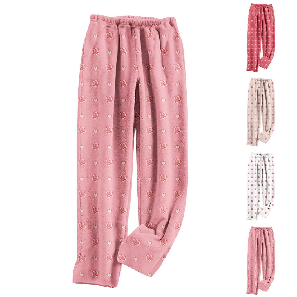 Womens Pajama Pants Sleepwear Casual Drawstring Elastic Waist Pants Comfy Straight Yoga Loose Trousers