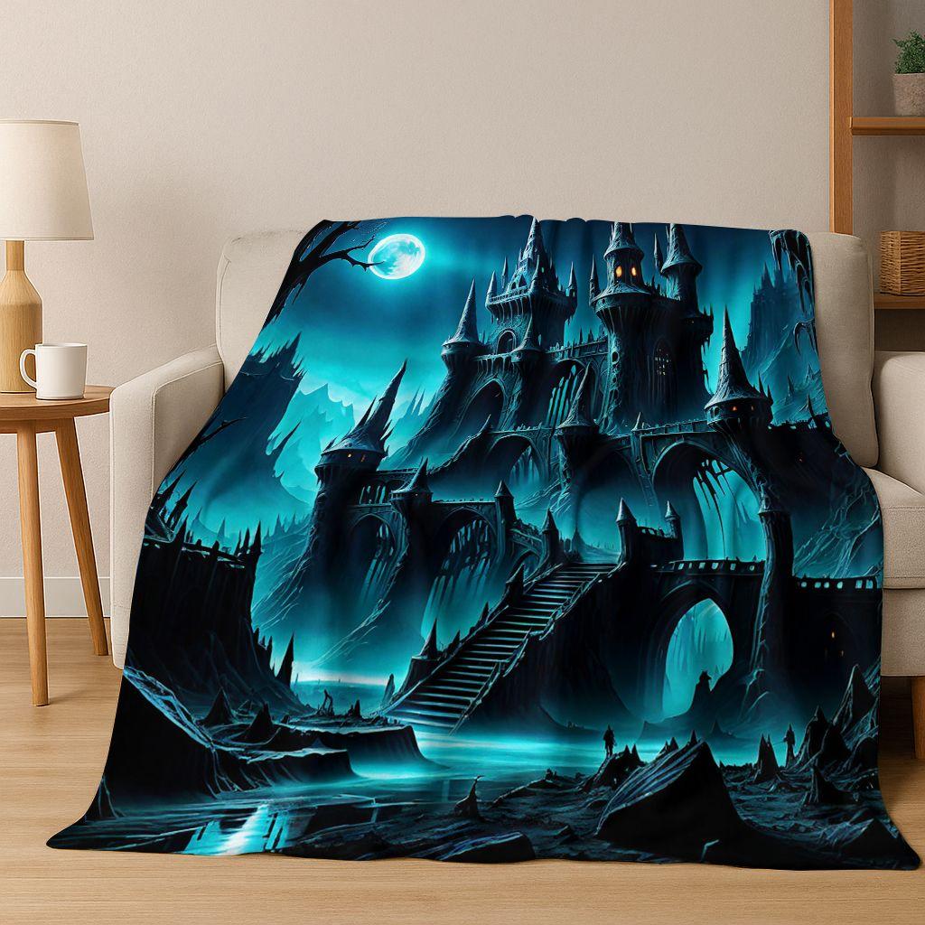 Enchanted Fairytale Princess Castle Gothic Castle Cartoon Flannel Blanket,Cozy Soft Throw Blanket for Home Bedroom Bed Sofa Kids