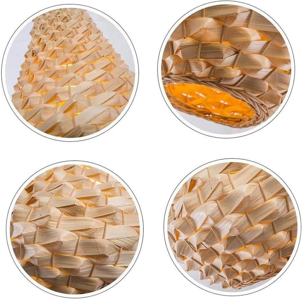 JOYINLED 30CM Bamboo Pendant Light Handwoven Lamp Shade Farmhouse Chandelier Hanging Lamp for Living Room Bedroom Restaurant