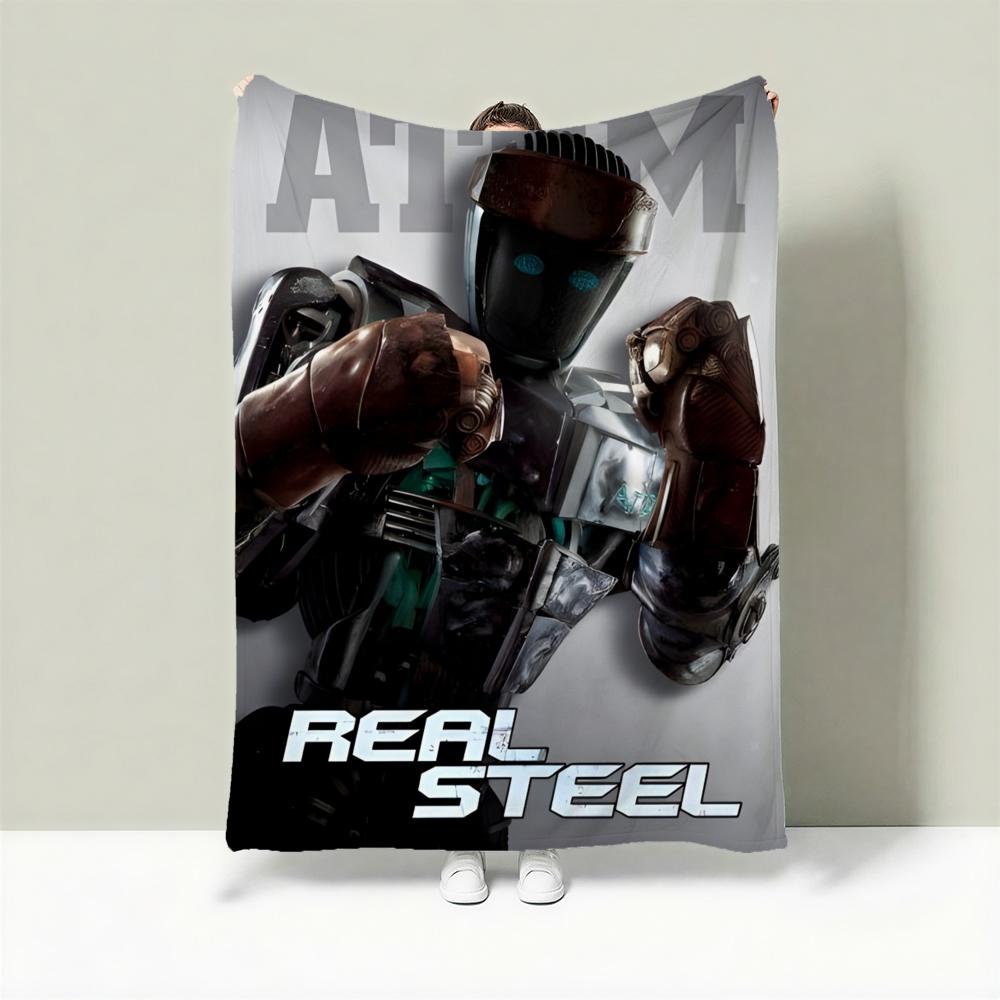 

Movie R-Real Steel Throw Lightweight 240g Flannel Blanket Soft Skin-friendly for Summer Cooling 75cmx90cm