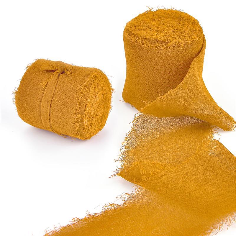 

5 м атласная шифоновая шелковая лента ручной работы с бахромой для свадебных приглашений, упаковки букетов, украшений на день рождения, подарков 5M X 4CM