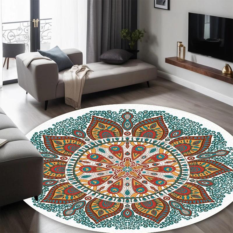Round Short Pile European Carpets for Living Room Decoration Rugs for Bedroom Decor Carpet Non-slip Area Rug Persia Floor Mats