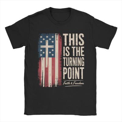Men T-Shirt This Is The Turning Point Patriotic Faith USA Funny Cotton Tee Shirt Short Sleeve T Shirt O Neck Clothing Classic