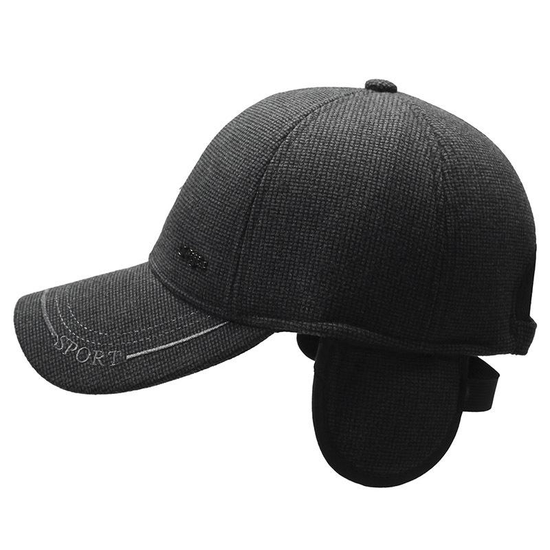 Winter Men'S Velvet Thickened Baseball Cap Middle-Aged And Elderly Outdoor Ear Protection Cap Casual Fashion Thermal Cotton Hat