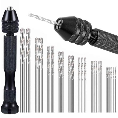 26-bit Pin Vise Hand Drill Set for Plastic Models. Small Precision Hand Drill with Power and Noise-free Drilling. DIY Tools for Building Jewelry. Incl