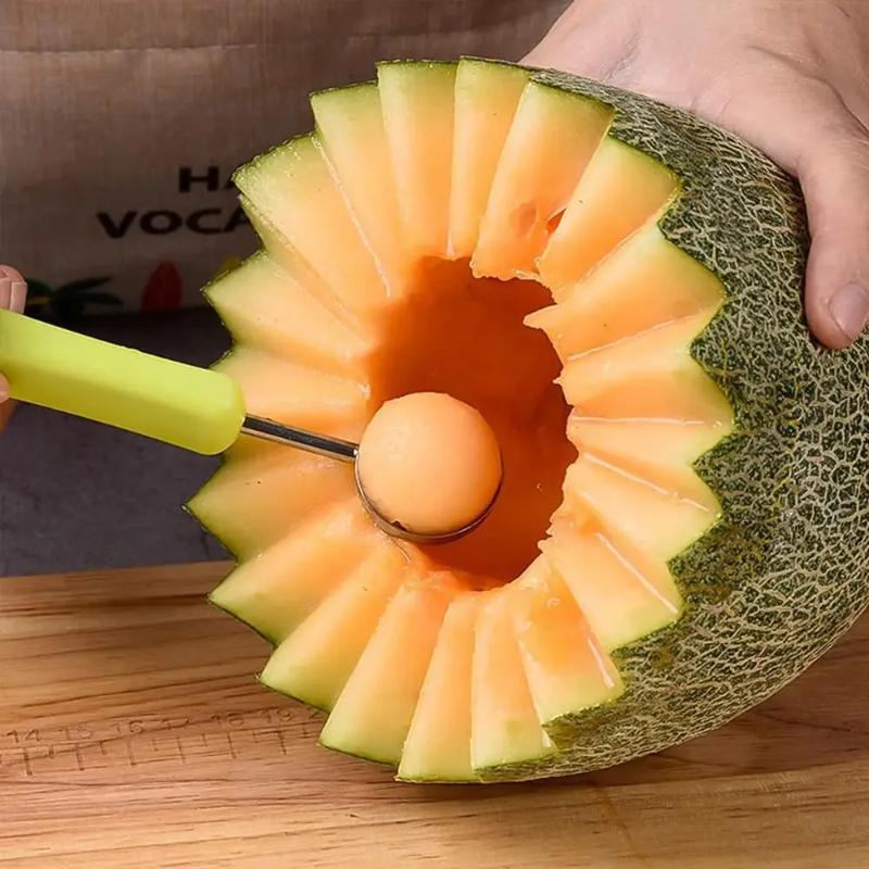 3in1 Fruit Ball Digger Καρπούζι Slicer Cutter Scoop Φρούτα σκάλισμα Μαχαίρι Κόφτης Πιατέλα φρούτων Διαχωριστής πολτού πιάτων φρούτων