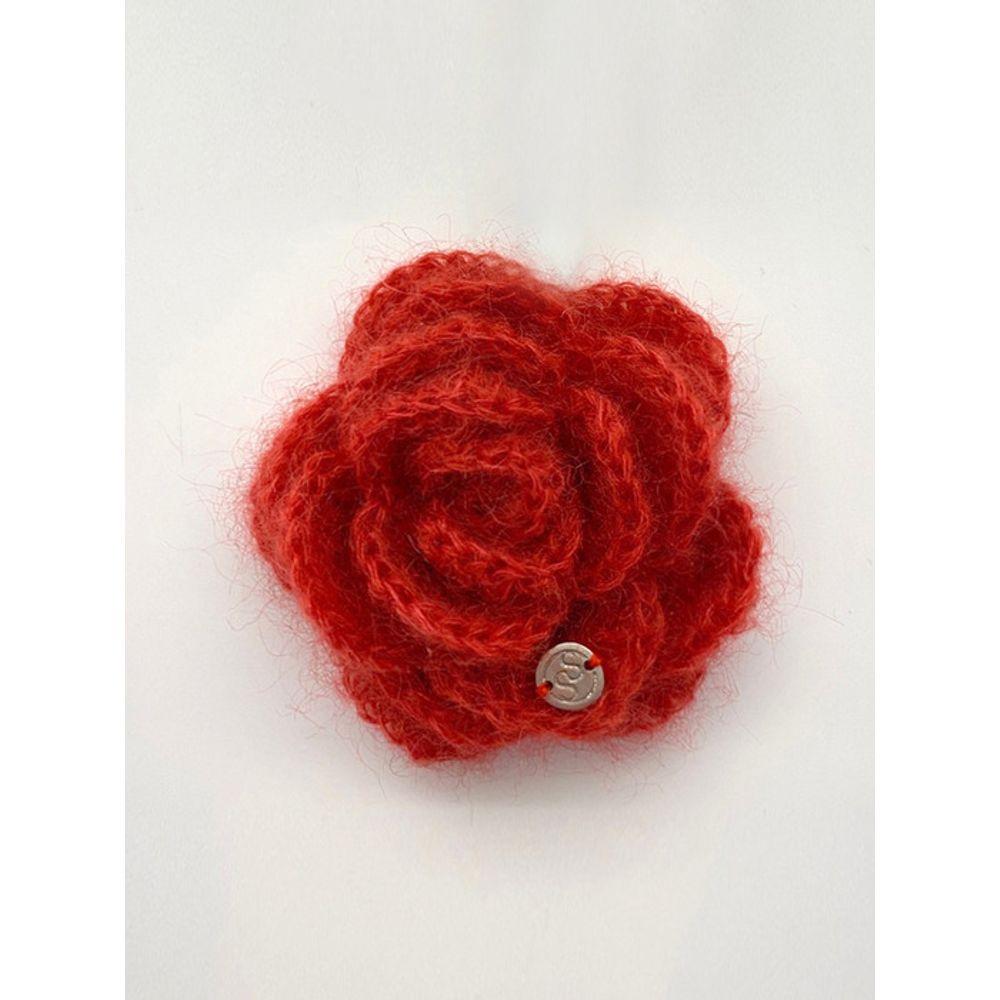 Slowslowly No.197 / Kid Mohair Camellia Brooch _ Red