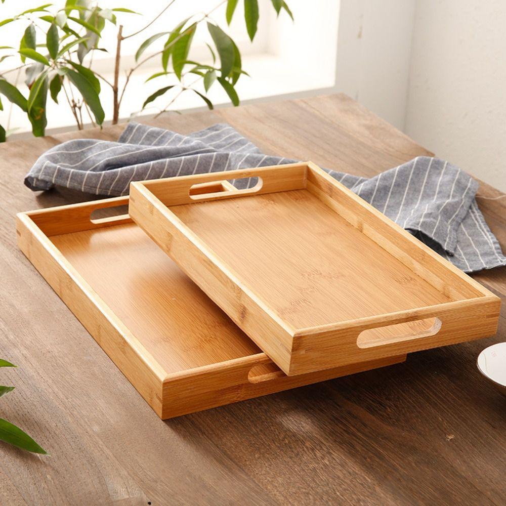 Bamboo Storage Tray household Water Cup Plate Retro Tea Tray  Dried Fruit