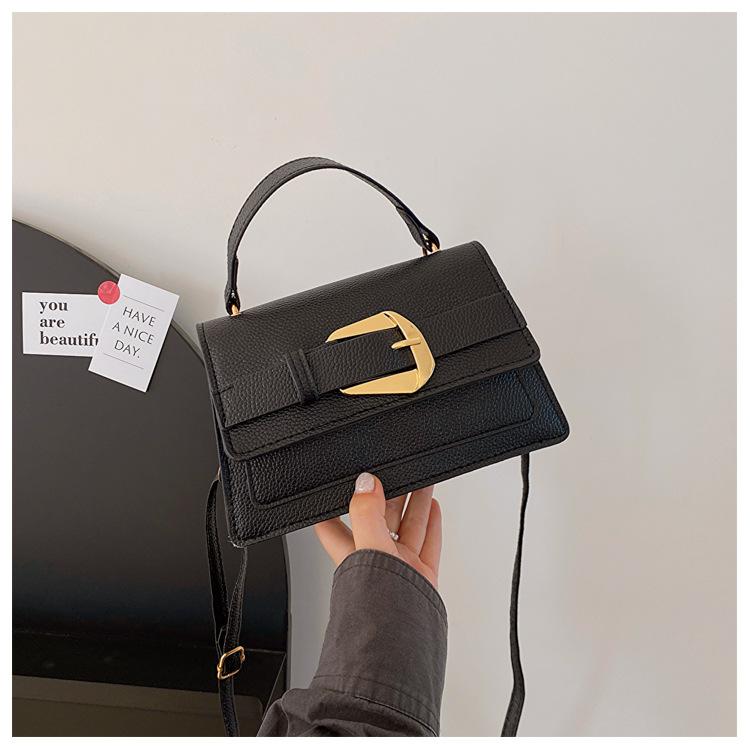 

Buckle bags niche design textured women s bags 2024 autumn new chain small square bag fashionable solid color shoulder чорний
