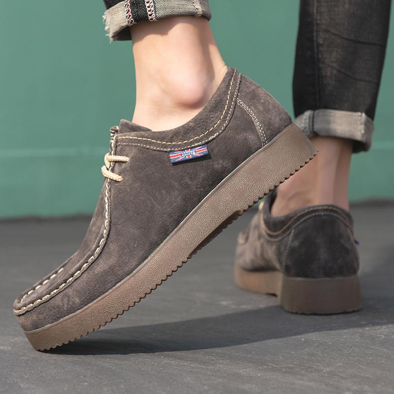 Fashion Fashion Men Classic Retro Casual Shoes Lace-up High Quality Cow Suede  Leather Men Comfortable Driving Flats Men Outdoor Oxfords