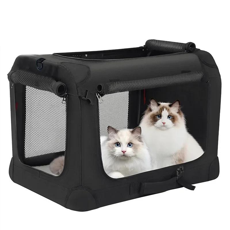 

Oxford Cloth Car Dog Cage Carrying Durable and Breathable Cats Bag Carriers Large Capacity Outdoor Folding Pet Bags Pet Products 60X42X42CM чёрный
