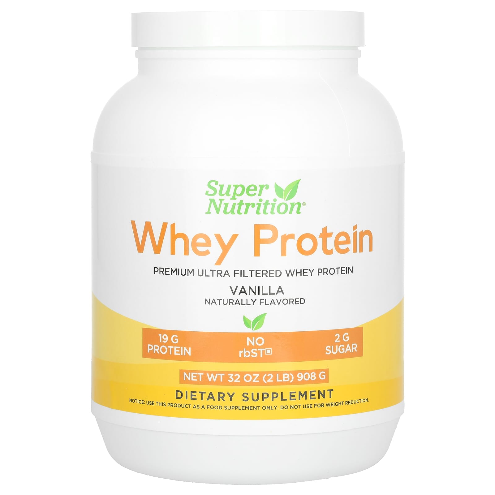 

Super Nutrition, Ultrafiltered Whey Protein Powder, Non-GMO, Non-GMO, Vanilla Flavor, 2 lb (908 g)