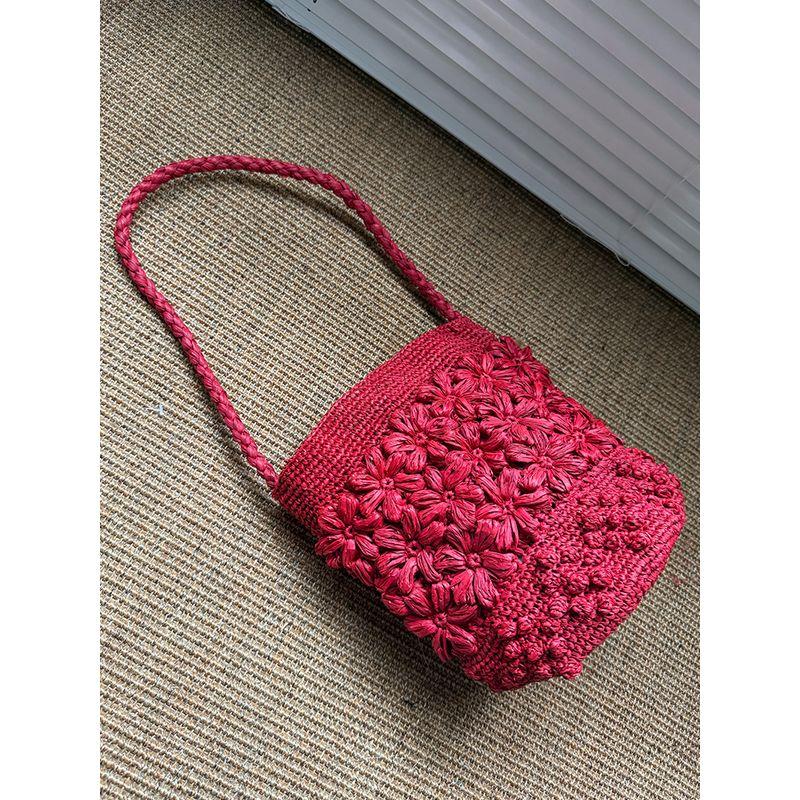 

INS Новая Ручной работы Рафия Французский стиль Художественная Портативная Сумка на плечо Сумка-ведро Ананасовая Соломенная сумка Корейский стиль Корзина для овощей