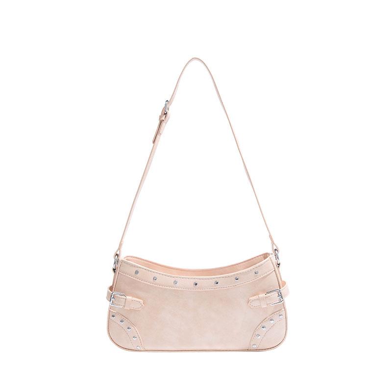Premium Rivet Underarm Bag Hong Kong Style Niche Retro Shoulder Bag Ladies Temperament Ladies Fashion Baguette Bag