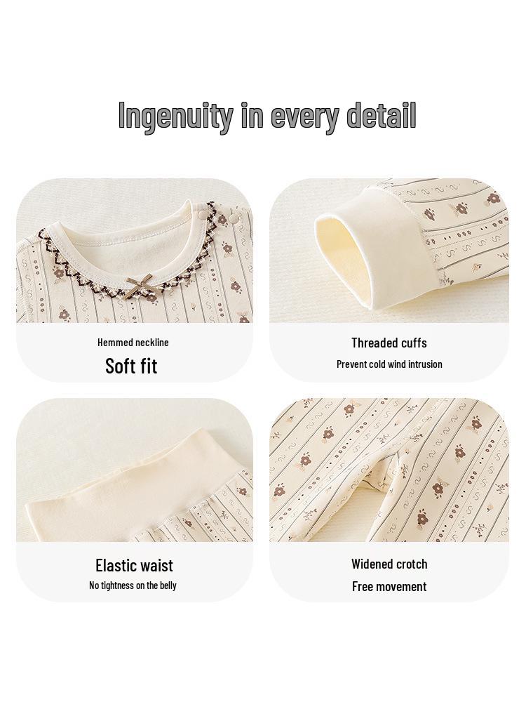 Infant Autumn Baby Clothes - Pure Cotton Two-Piece Set with High-Waisted Belly Protection for Girls