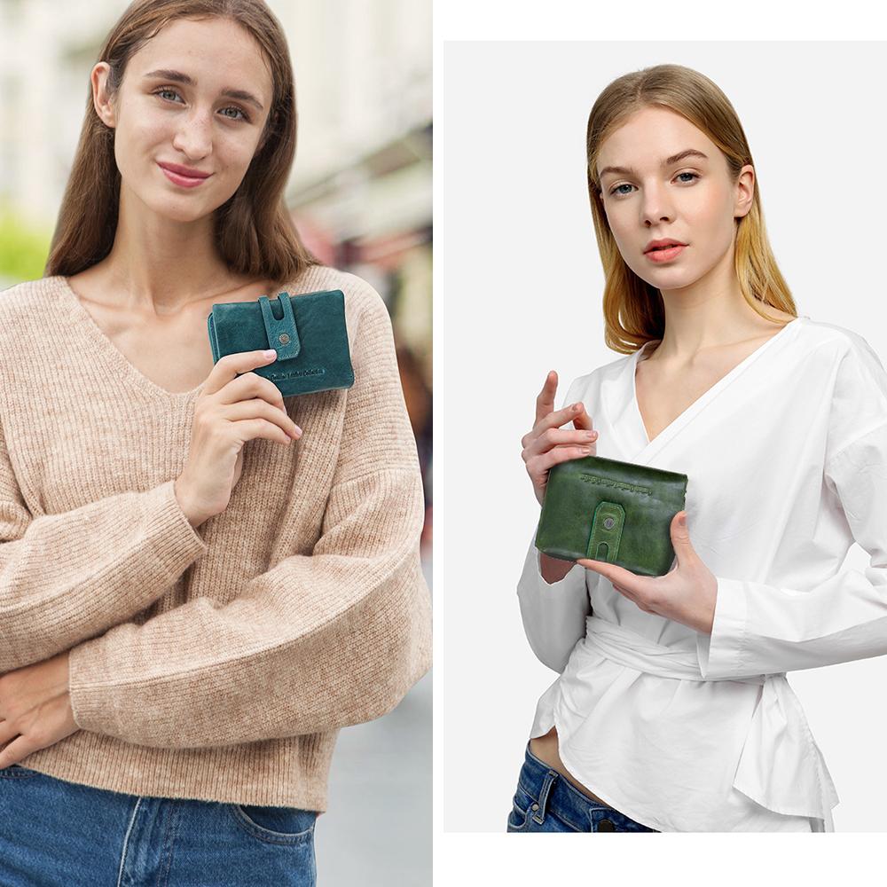 Contact's Wholesale Bifold Genuine Leather Wallets for Women 15-Card-Slot Ladies Card Coin Wallet Purse WIth Zipper Pocket