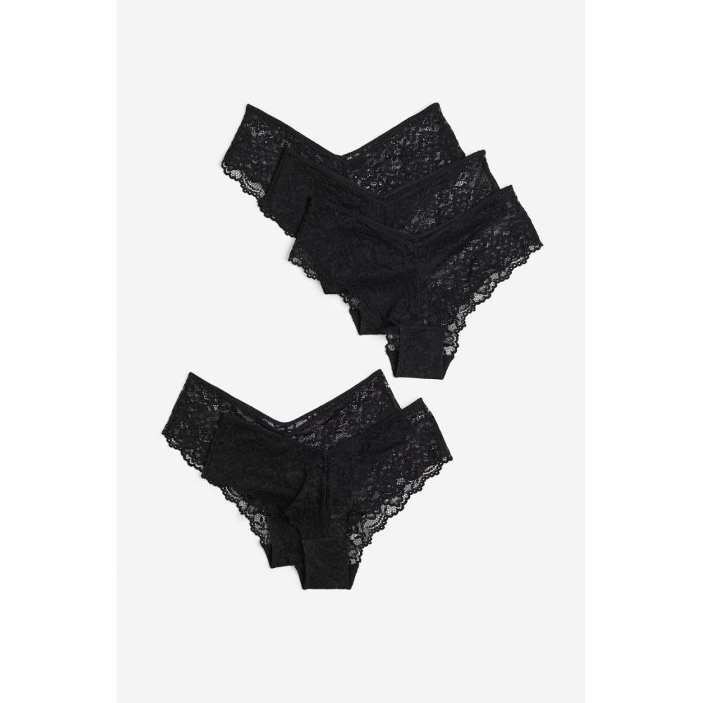 

Комплект из 5 кружевных хипстерских трусиков HM, черный