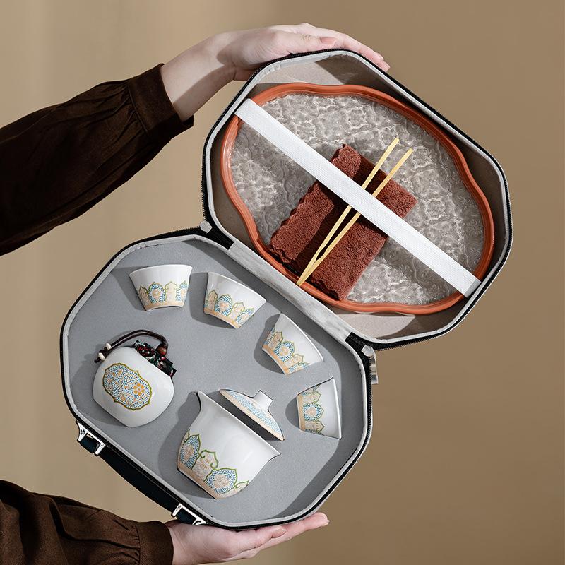 Tea set Kung Fu brewing teapot Qingyun teapot portable complete set of tea drinking equipment ceramic express cup gift