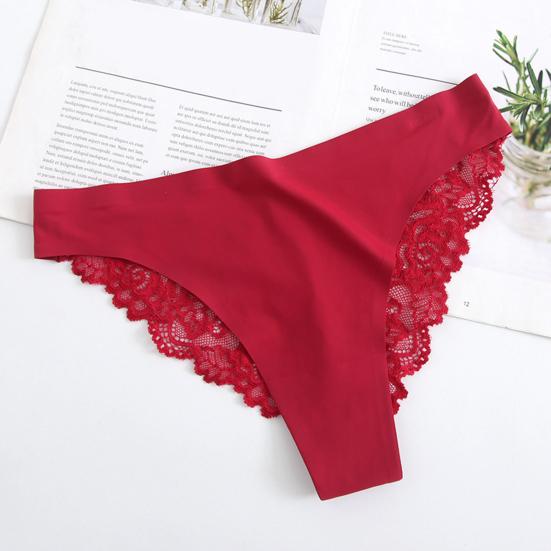 Lace Thongs for Women Sexy G-String Underwear Seamless T Back Low Waist Panties Ice Silk Comfy Briefs
