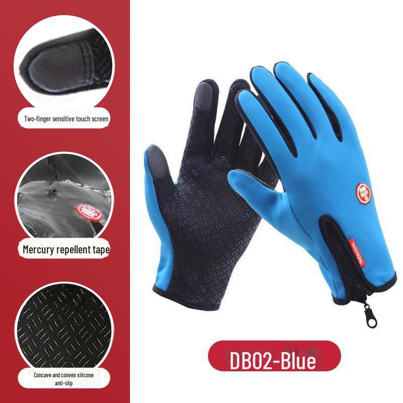 

Мужские зимние ветрозащитные и водонепроницаемые велосипедные перчатки с сенсорным экраном и молнией - Плюс бархатные лыжные DB24 M