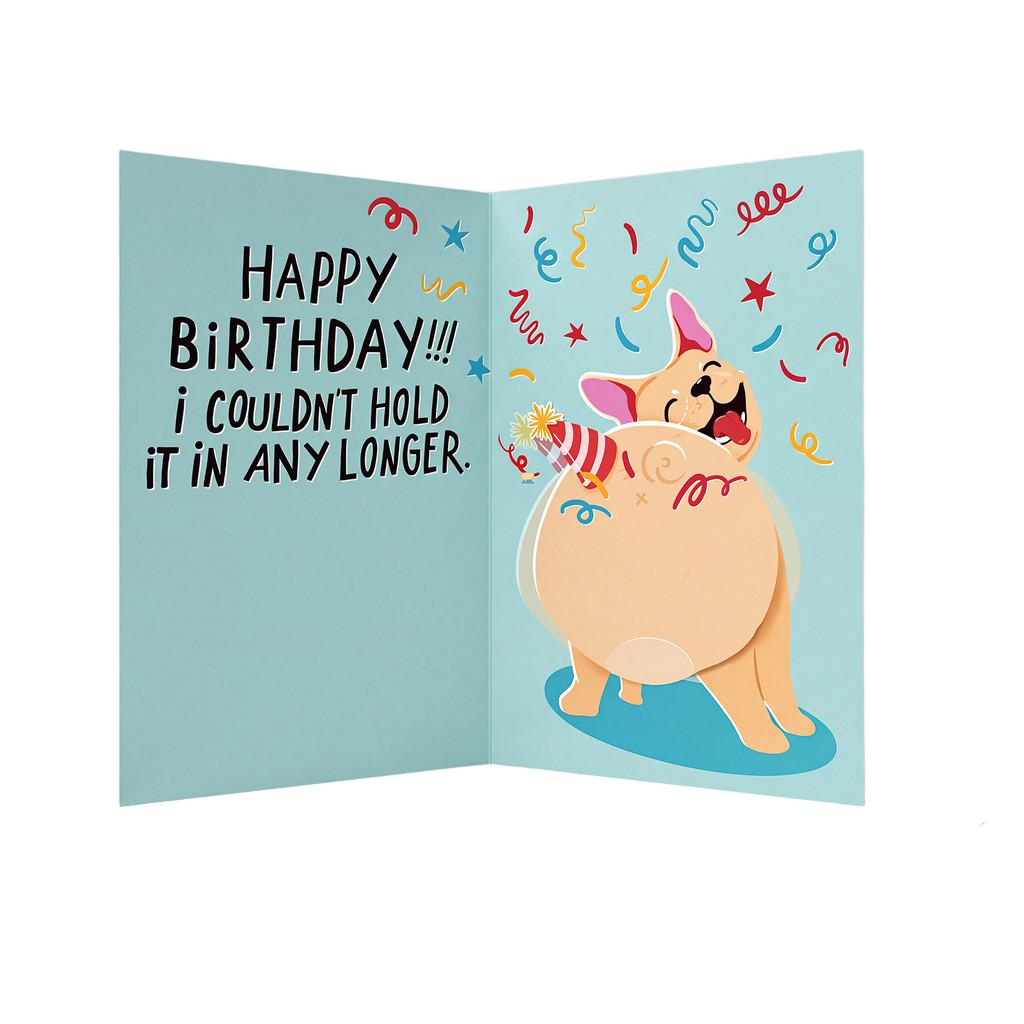 Dog Fart Greeting Card Cute Fun Creative Dog Pattern Touch Play Music For Birthday Celebration