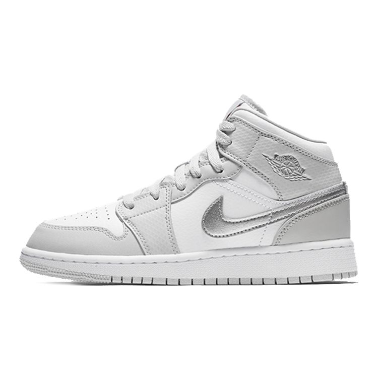

Детские кроссовки Air Jordan 1 Retro Mid GS Grey Fog Deadly-Pink 555112-012
