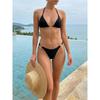 Sexy Solid Color Halter Lace-up Low Waist Bikini Set Women's Two Pieces Triangle Thong Swimsuit Bathing Suit Brazilian Biquinis