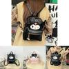 Kuromi Cute Student Backpack With Pu Leather And Bow Decor For Daily Use