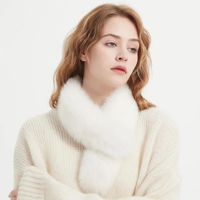 WTEMPO Jednobarevný kožešinový límec bryndák dámský nový klip teplý chránič krku šátek zesílený zimní plyšový šátek z umělé kožešiny