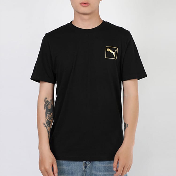 PUMA T Shirts Men's Black Crew Neck Moderate Straight Fit 587582-01