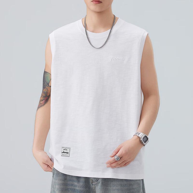Jeep Men's Pure Cotton Sleeveless Round Neck Vest