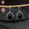 Boucles d'oreilles en Argent 925 Vintage Ovale Kyanite Femmes Pierre Précieuse Bijoux Fins Fête Cadeau de Fiançailles Boucles d'oreilles Créoles