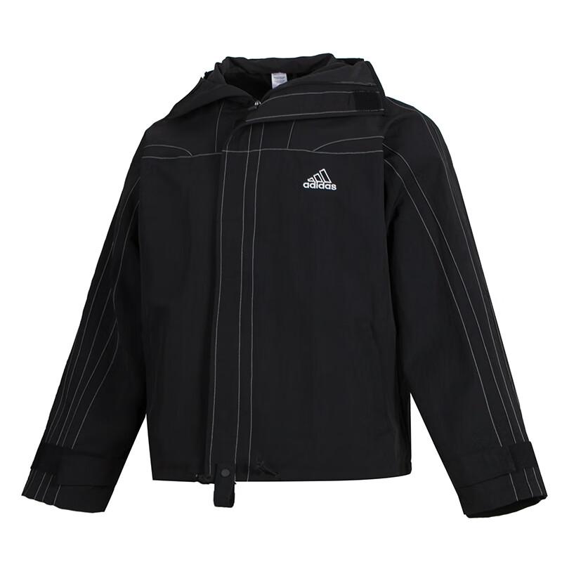 Adidas Comoda giacca casual con cappuccio a maniche lunghe da uomo, nera JD5419