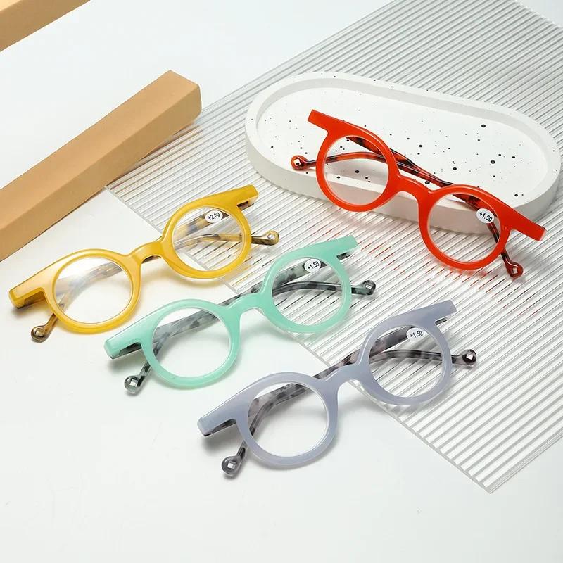 1.0~4.0 Round Frame Reading Glasses Men Women Fashion High-End Presbyopia Glasses Anti Blue Light Leisure Reading Eye Mirror