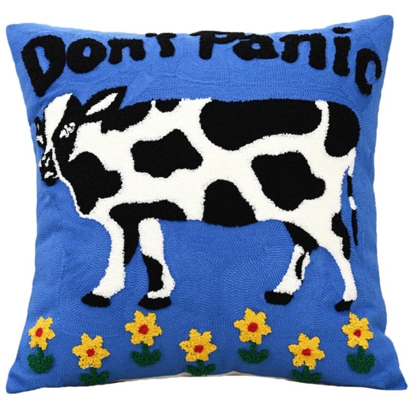 

Animal Embroidery Decorative Pillowcase Breathable Polycotton Materials Easy Caring Home Bedroom Sofa Accent