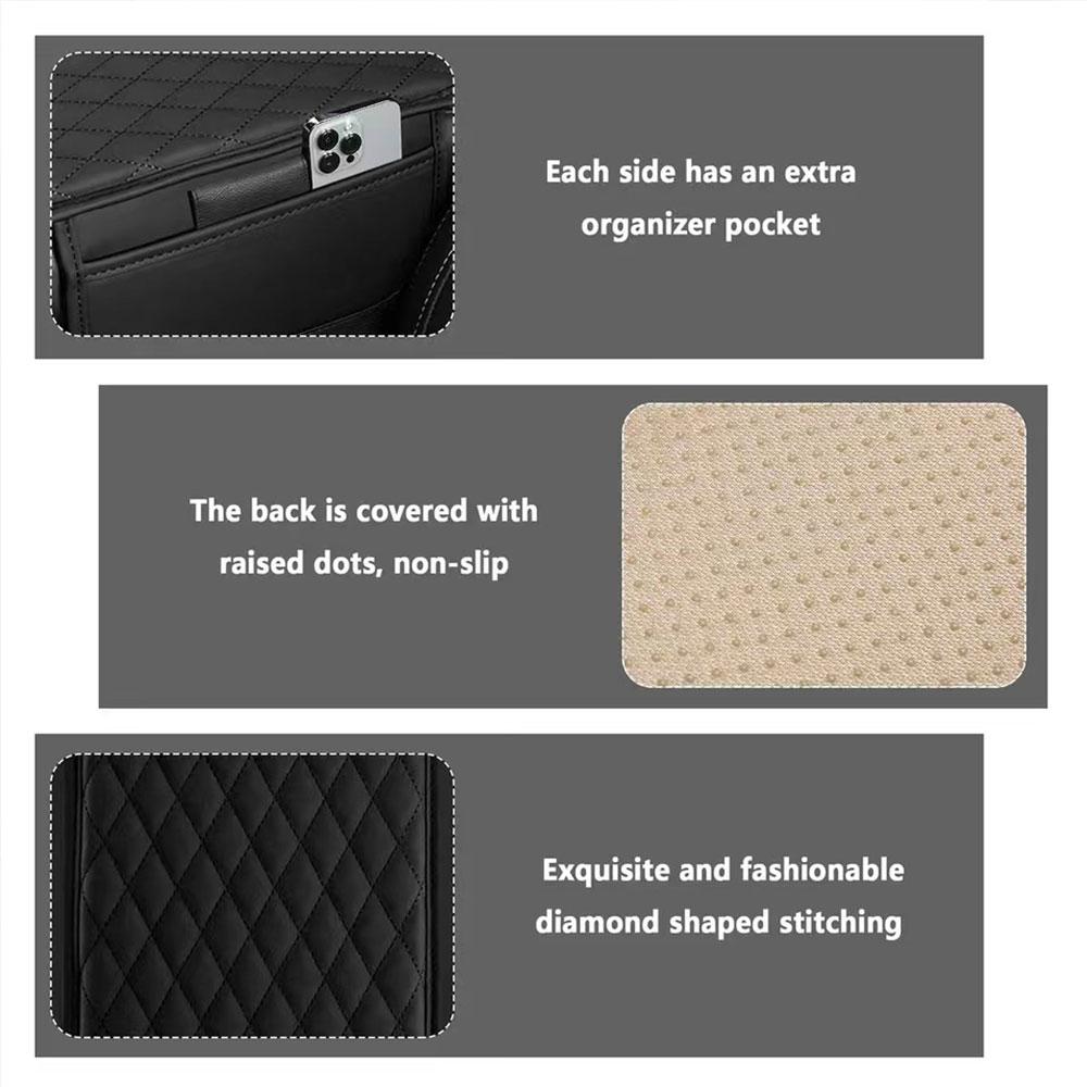 Upgraded Car Center Console Cover Leather Car Armrest Cover Cushion With 2 Storage Bags Car Armrest Storage Box Car Accessories