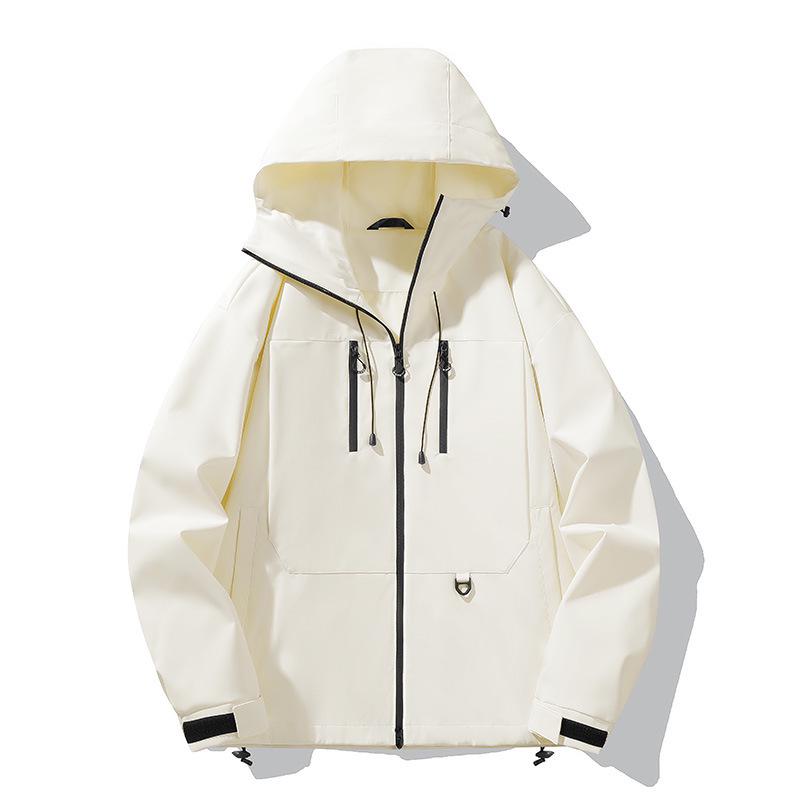 Unisex Glacier Blue Windproof Hooded Mountaineering Jacket: American Style, Logo Customizable M грязно-белый