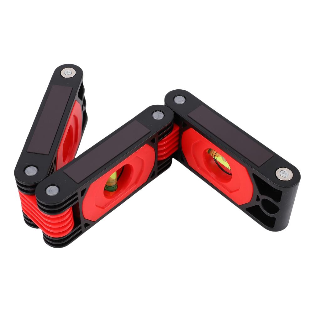 Folding Level Ruler 3 Sections Foldable 45 90 Degree Multi Angle Measuring Tool with Bubbles and Magnets