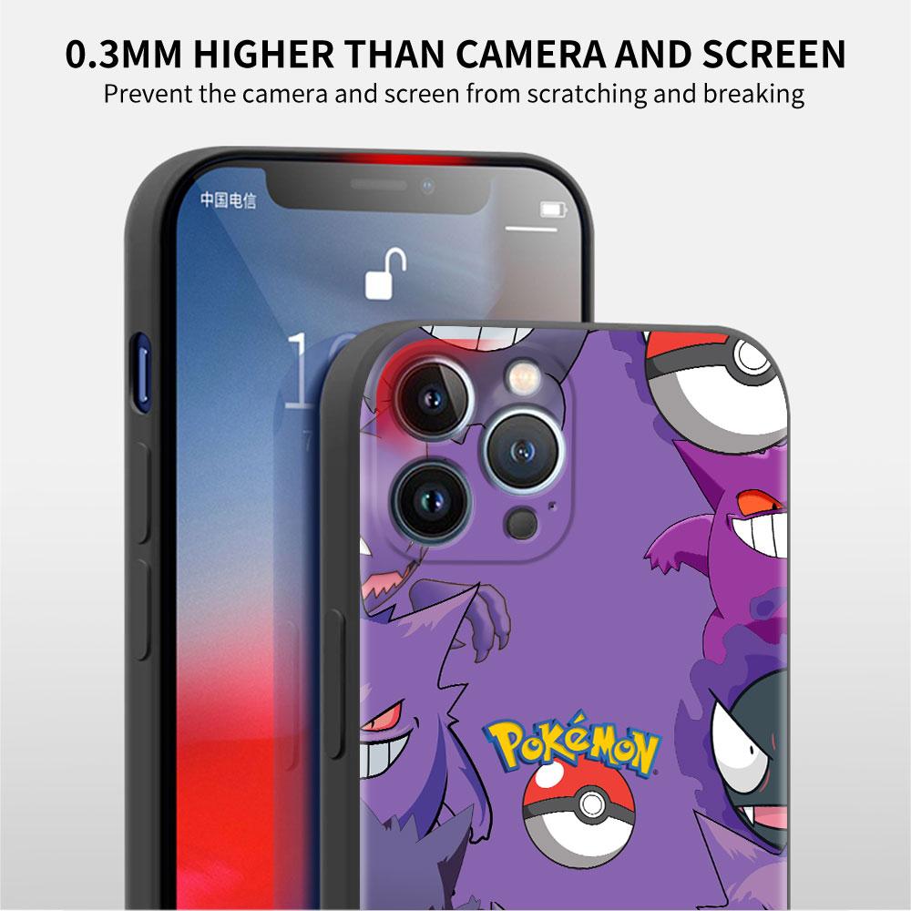 כיסוי לאפל אייפון 11 13 14 12 פרו 7 פלוס XR X XS מקס 6 6S 13 פרו מקס סיליקון שחור פונדה לטלפון פיקה פוקימון חמוד