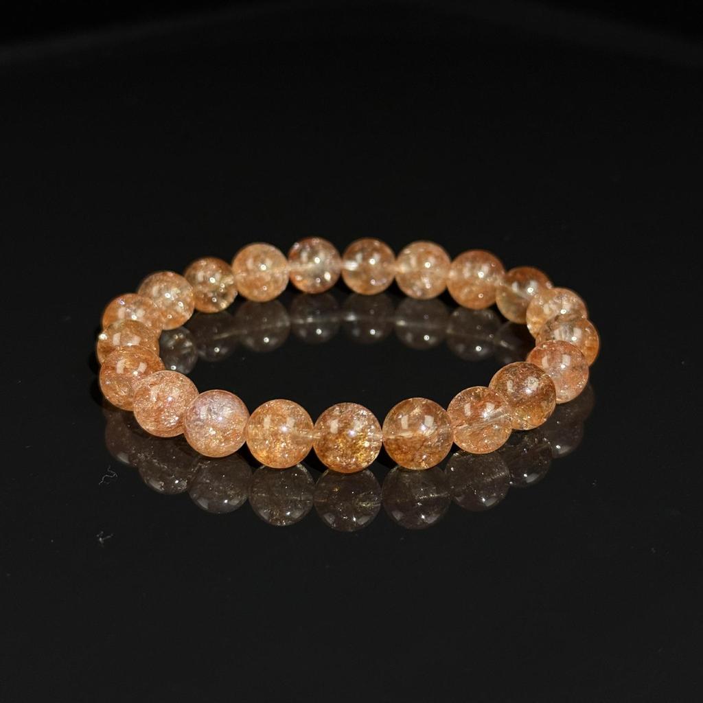 Natural Red Rutilated Quartz Bracelet, 10mm Round Beads, Unisex Crystal Jewelry, Rare Light Luxury