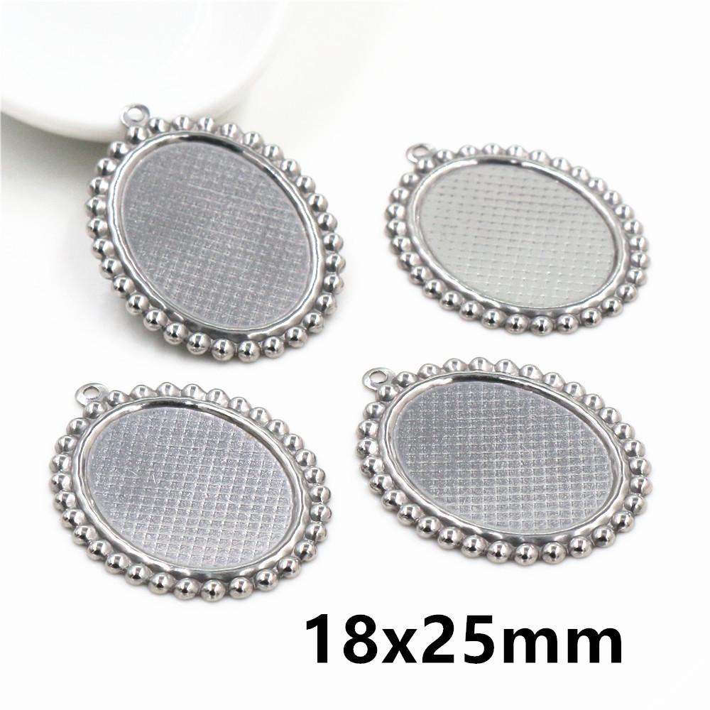  10pcs 18x25mm/13x18mm/25mm/30mm Inner Size Stainless Steel Simple Pendant Cabochon Base Base Setting Tray DIY Jewelry Findings