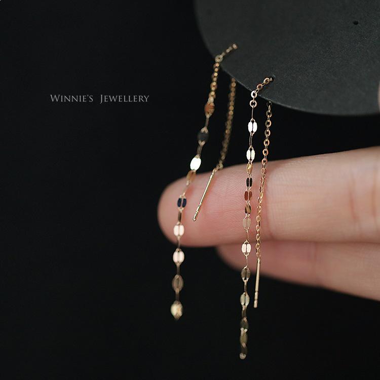 14K Gold-Plated S925 Sterling Silver Lip Chain Tassel Earrings - Elegant Summer Style Gold Pair