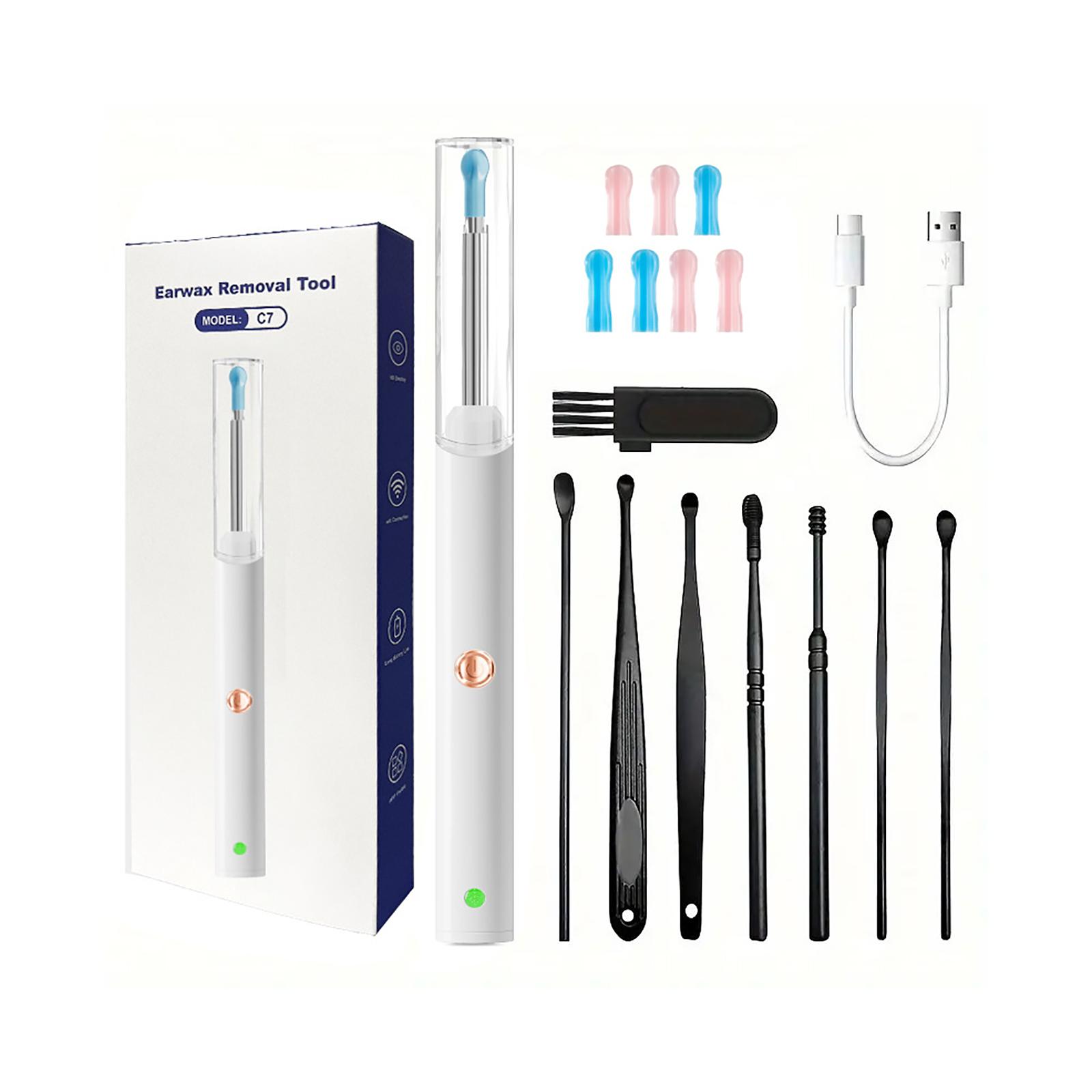 

Wireless WiFi HD Visual Ear Pick With Light, Integrated Tweezers, Ear Cleaning Tool One Size білий