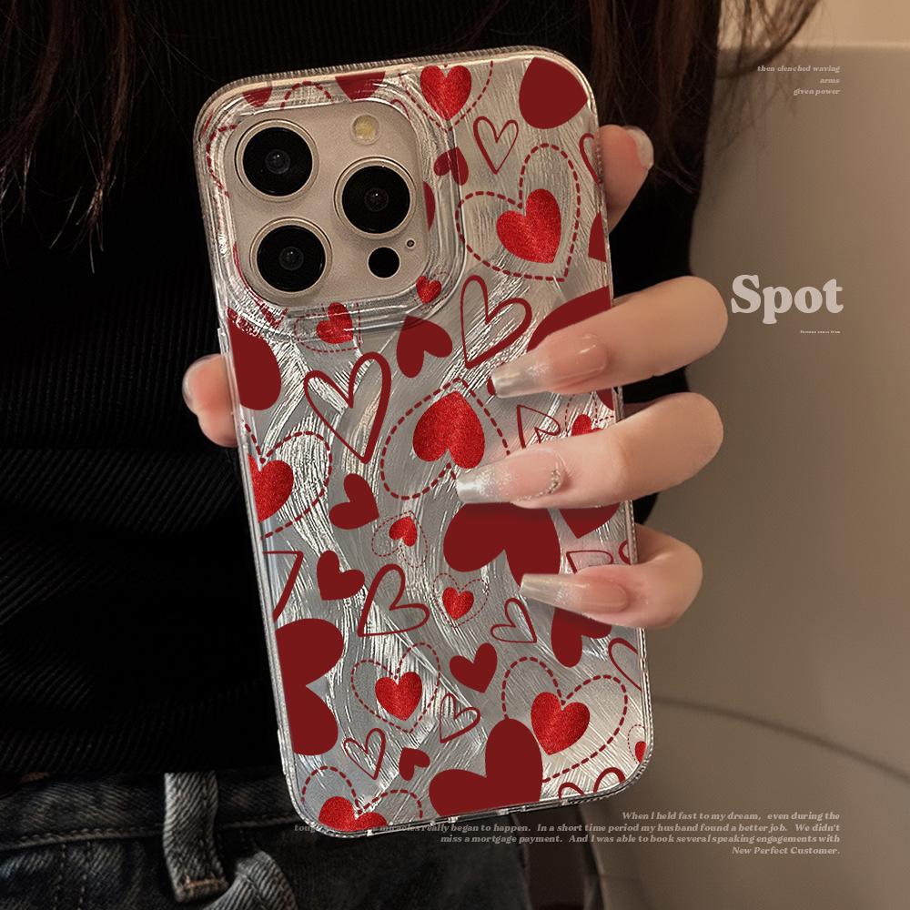 Minimalist Pink Love Cute Case For iPhone 16 17 Pro Max Cases iPhone 11 12 13 ProMax 14 15 16 Plus 8 XS XR Shockproof Drop Cover