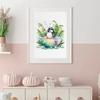 Watercolor Bathroom Tropical Animals Deer Hippo Penguin in Tub Poster Canvas Painting Wall Art Pictures Home Toilet Decor