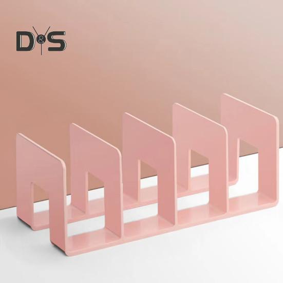 Desk Boodend Storage Organizer Book Support Stand with 4 Vertical Compartments Plastic File Sorter Rack for Book Magazines