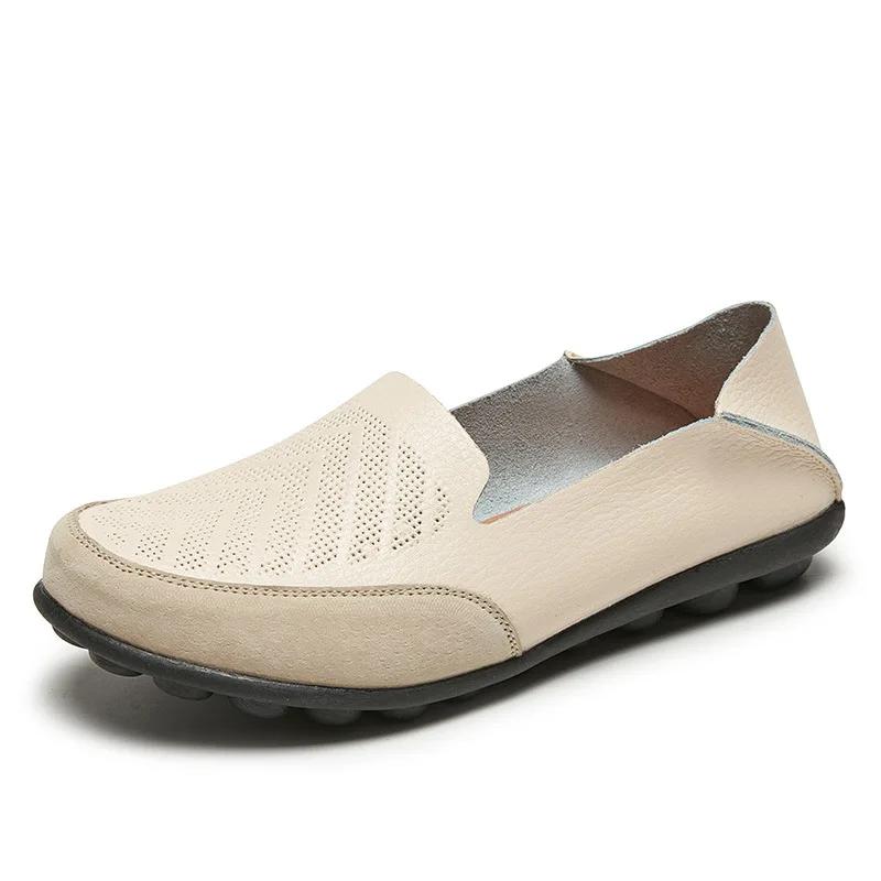 Moccasins Women Flats Shoes Spring and Autumn New Woman Slip On Casual Loafers Genuine Leather Woman Shoes Zapatos Mujer 35-44