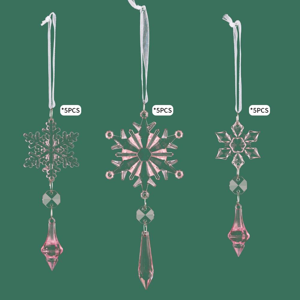 

15 шт. Акрилові Різдвяні Сніжинки Прозорі Ударостійкі Акрилові Сніжинки Підвіски Прозорі Симуляція Бурульки Підвіски рожевий